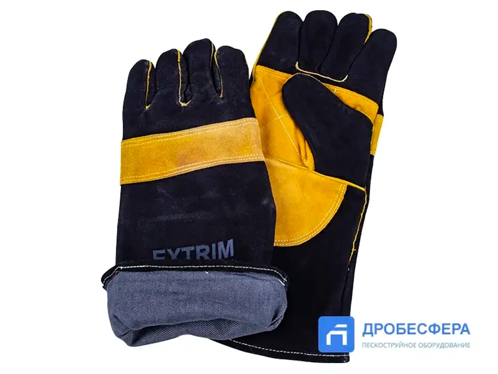 Перчатки пескоструйщика (кожа), черно-желтые арт. EXT black/yellow