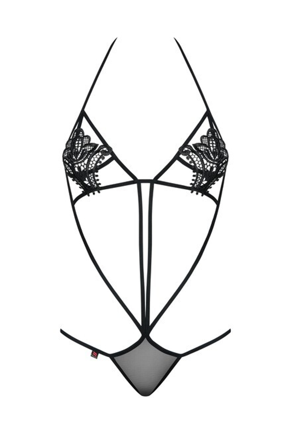 Черное открытое боди с кружевной вышивкой на груди Luiza Teddy SM (42-44) (Цвет: черный)