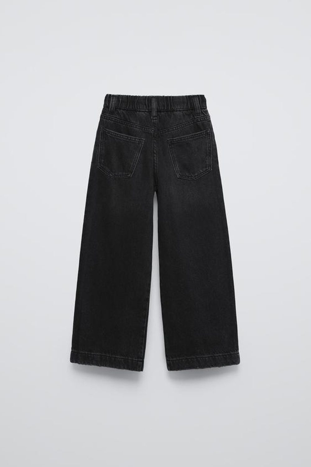 ZARA ДЖИНСЫ-КЮЛОТЫ СО ШНУРКОМ, ЧЕРНЫЙ