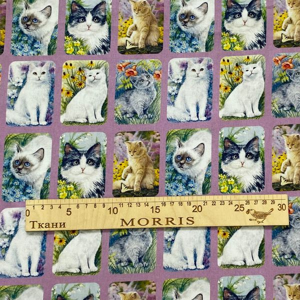 КОТОПРОТРЕТЫ , купон 110/35(4 ряда, 68 картинок )  (100% хлопок Handmade Fabrics 2