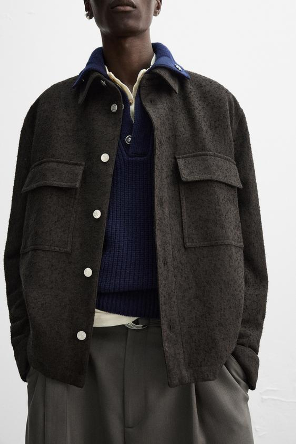 ZARA X NANUSHKA ТОНКАЯ КУРТКА С КАРМАНАМИ, ТЕМНО-КОРИЧНЕВЫЙ