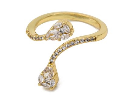 Кольцо "Капельки", со стразами