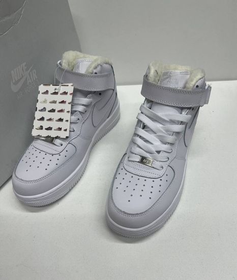 Кроссовки Nike Air Force 1 High White с мехом