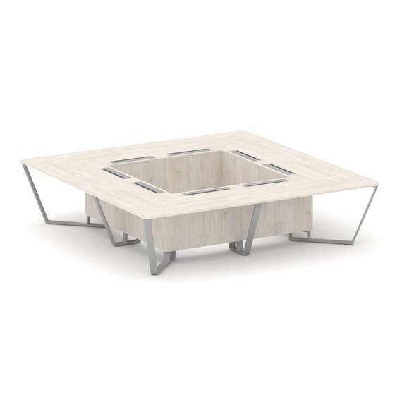 Steel Meet Стол переговорный квадратный KD-PR.B.SP-16K Денвер Светлый/Металл Серый 3200*3200*750