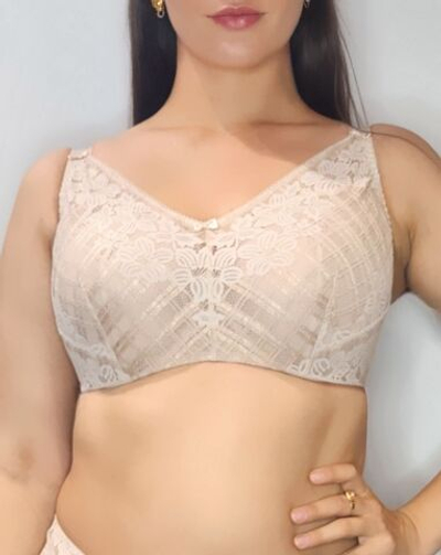 Бюстгальтер-топ +size из гипюра с люрексом (Размер: 75K) (Цвет: телесный)