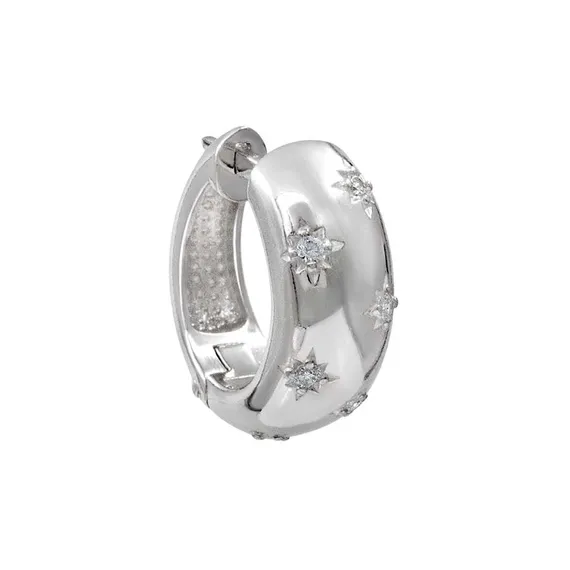 Серьги конго Звезды из серебра 925 пробы с фианитами, фото 3