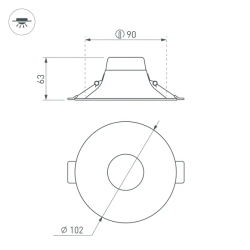 Светильник MS-BLIZZARD-BUILT-R102-8W Warm3000 (WH, 100 deg, 230V) (Arlight, IP20 Металл, 3 года) 036578