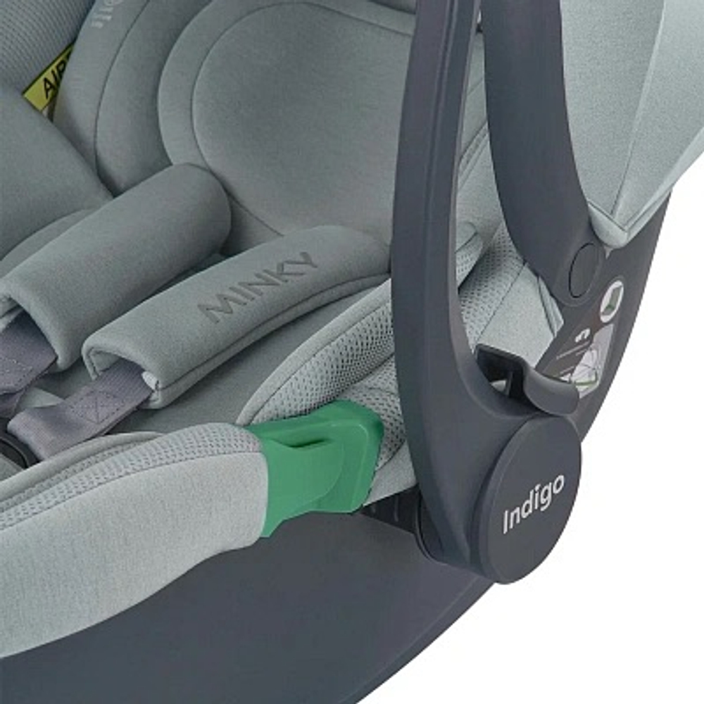 Автолюлька Indigo Minky I-Size с базой 0+ (40-87см) светло-серый