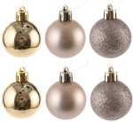 Набор шаров 6шт 4см, золото (глянец: 2шт, матовые: 2шт, глиттер: 2шт), SYQA-0123121-3