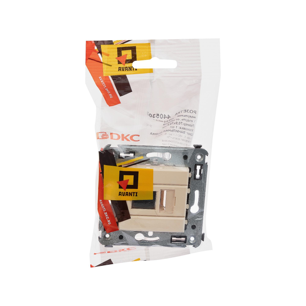 USB 3.0 розетка одинарная в стену, тип А-А, "Avanti", "Ванильная дымка"