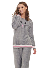 Плюшевая пижамка с кошачьей мордочкой (Размер: L) (Цвет: молочный)