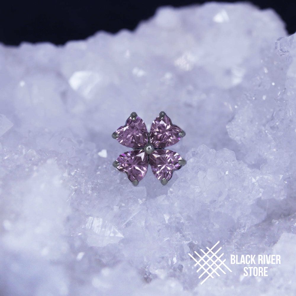 Clover Heart Amethyst CZ