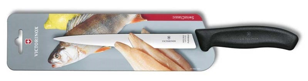 Качественный швейцарский нож филейный SwissClassic с гибким лезвием 20 см из нержавеющей стали VICTORINOX 6.8713.20B