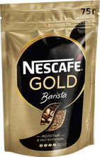 Кофе растворимый Nescafe Gold Barista с молотым кофе, пакет 75 г