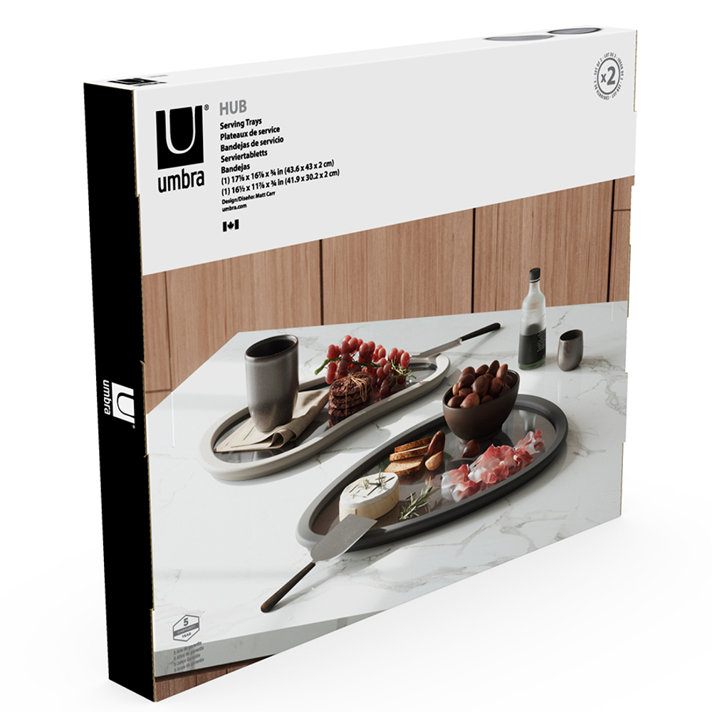 Набор из 2-х подносов hub, черный/серый