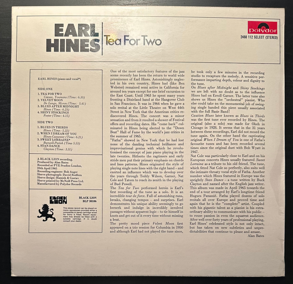 Earl Hines - Tea For Two (Англия)