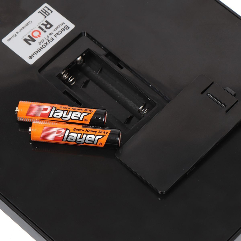 Весы кухонные электронные, стекло, Rion, PT-812, платформа, точность 1 г, до 5 кг, LCD-дисплей, черные, PT-812