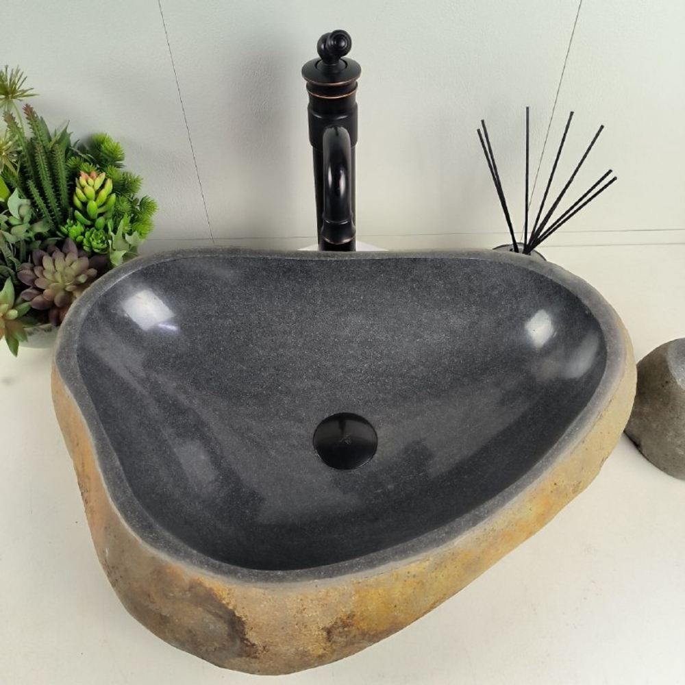 Раковина из речного камня RS-62080 (57*42*15)