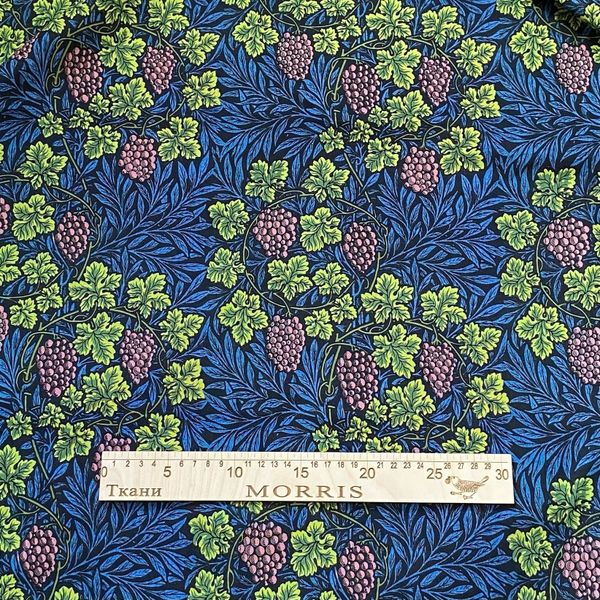 ВИНОГРАД, МОРРИС, синий 100% хлопок Handmade Fabrics 3