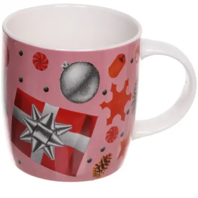 Кружка керамическая 400мл «Новогодние игрушки» микс