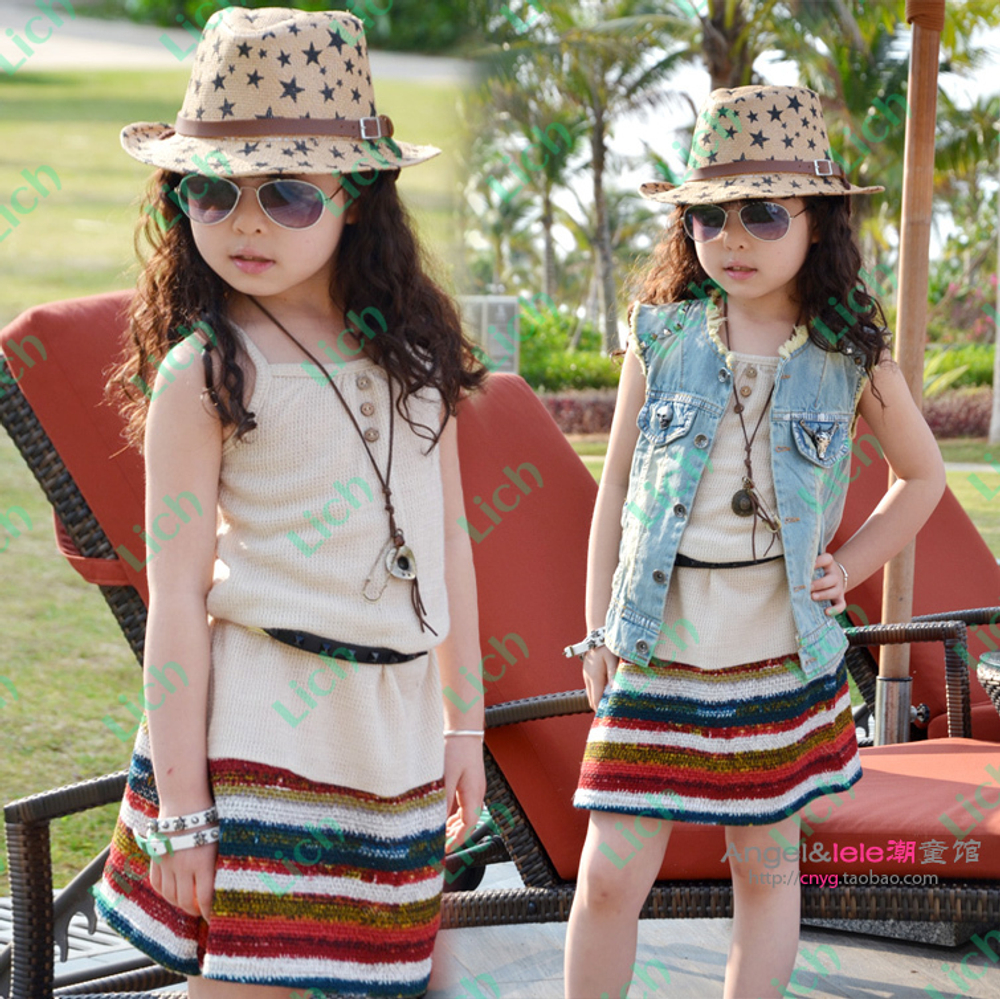 Сарафан детский вафельный с полосками на подоле