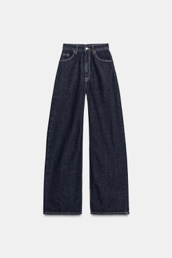 ZARA ДЖИНСЫ TRF EXTRA WIDE LEG С ВЫСОКОЙ ПОСАДКОЙ, ТЕМНЫЙ ИНДИГО