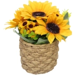 Цветочная композиция «Подсолнухи» 19*20см в керамическом горшке HL-23