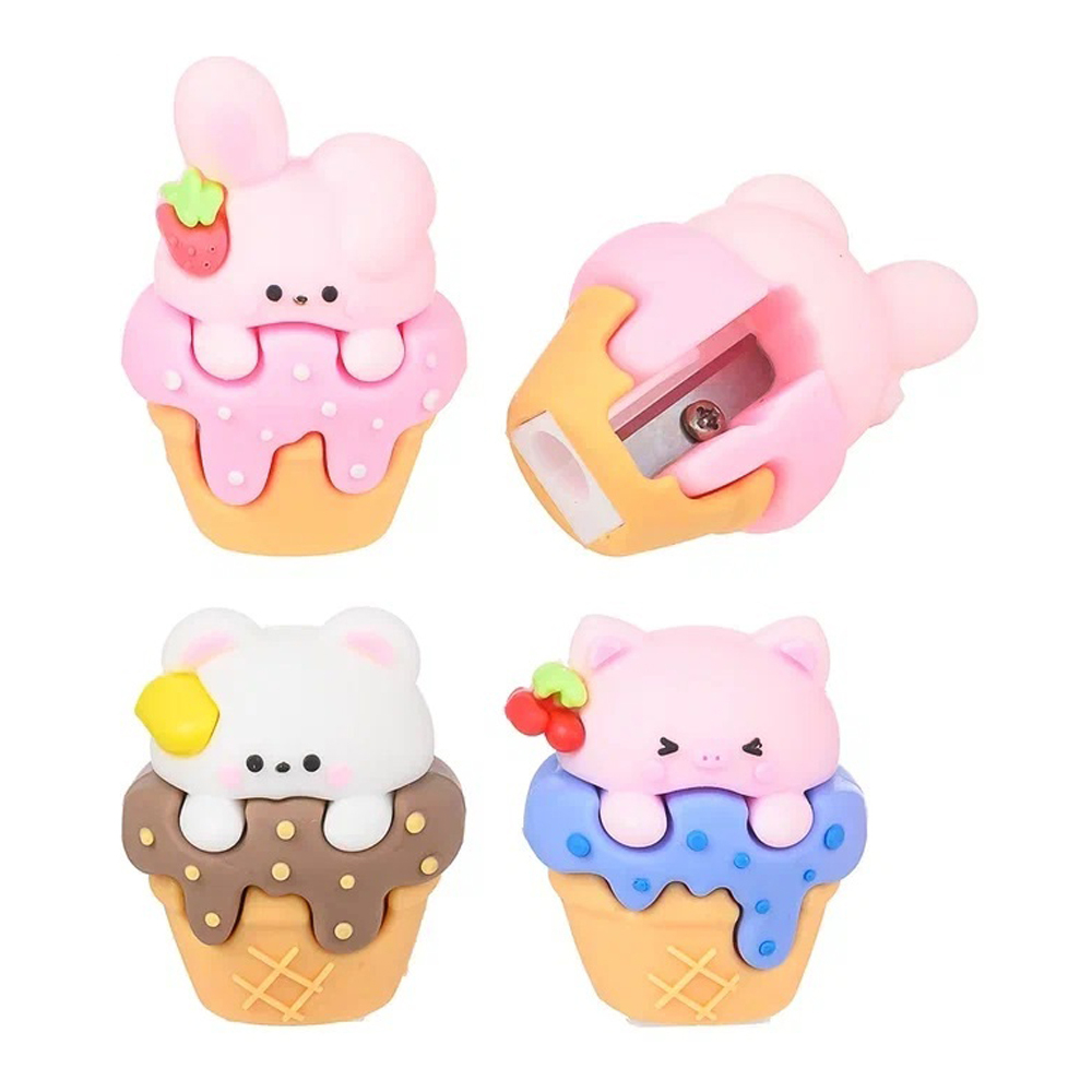 Точилка Basir, одинарная, серия "Мороженое", фигурный корпус, 3.5*3 см, в пластиковой упаковке