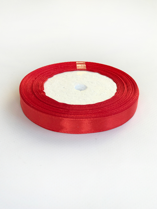 Атласная лента 12 мм (25 ярд)  цвет красный