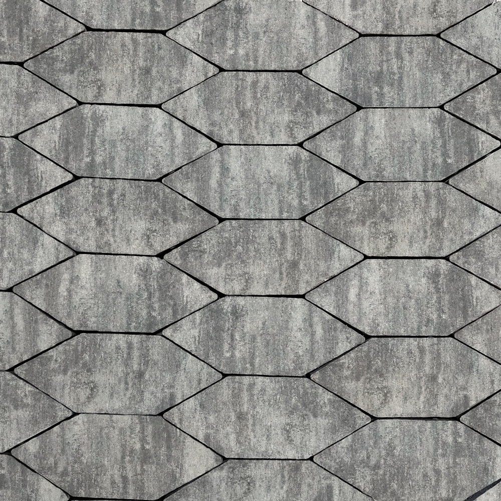 Тротуарная плитка СКОШЕННЫЙ ШЕСТИУГОЛЬНИК Б.1.ШГ.6 100х100х100х60мм Листопад гладкий Антрацит