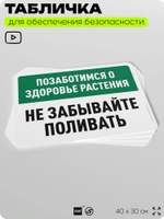 Табличка для обеспечения безопасности "Позаботимся о здоровье растения, не забывайте поливать", для офиса, по охране труда для предприятия, организаций, 40х30 см, Silver Plane x Айдентика Технолоджи