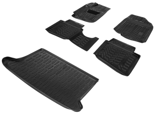 Коврики в салон и багажник автомобиля (комплект) AutoFlex для Hyundai Solaris I поколение хэтчбек 2010-2017, полиуретан, с крепежом, 5 частей, K9230101-4