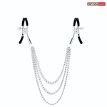 Оригинальные зажимы на соски с тройной цепочкой (Цвет: серебристый)