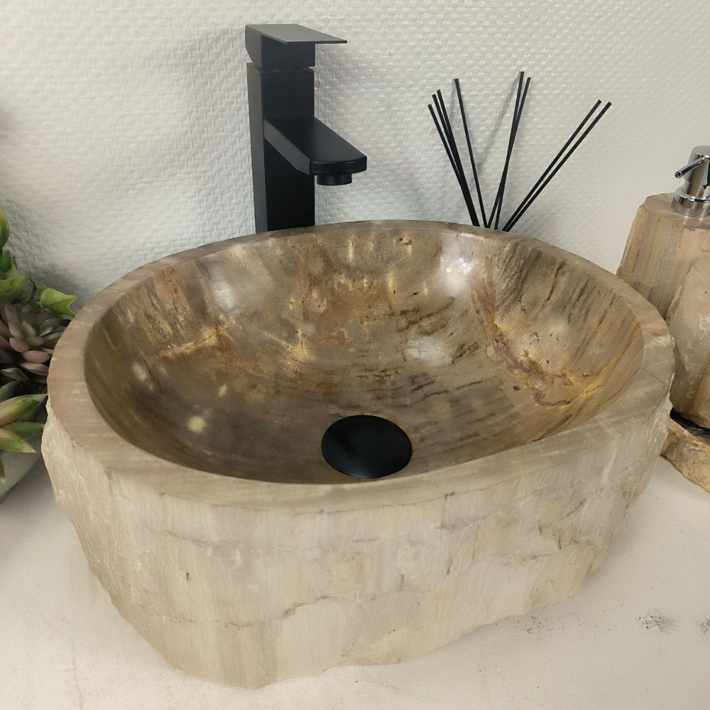 Каменная раковина из окаменелого дерева OD-04636 (40*32*15) 0174 из натурального камня