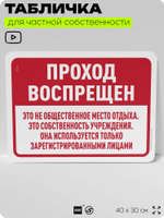 Табличка для частной территории "Проход воспрещен", на дом, для участка, организаций и частных территорий, предупреждающая, 40х30 см, Silver Plane x Айдентика Технолоджи