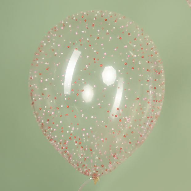 Шар с конфетти пенопласт, Цветной микс, Красный/Розовый 32 см (СГ-17)