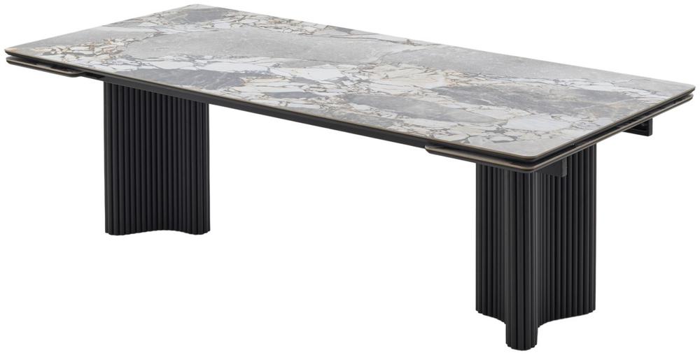 Стол М-City DISAUR Адажио 240 (320) См Минерал (Mineral Stone Natural), керамика, Черный каркас