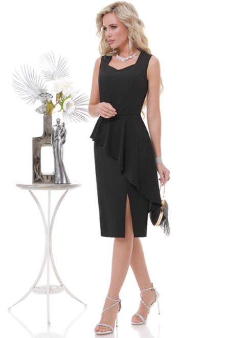 Платье нарядное черное с воланом DStrend (Акция)