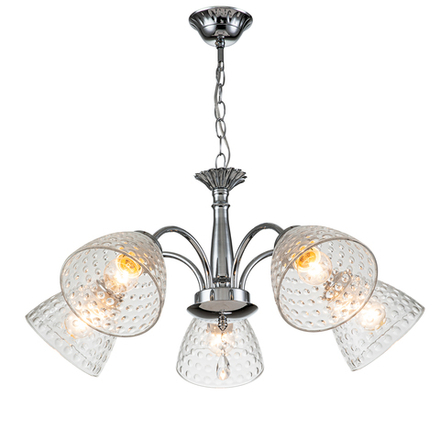 Подвесной светильник 5х40Вт E27, металл/стекло, хром