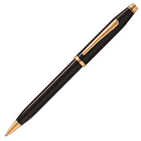 Черная шариковая ручка с позолотой Cross Century II Black Lacquer