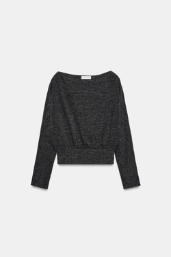 ZARA МЯГКИЙ СВИТЕР С ДЛИННЫМИ РУКАВАМИ, СЕРЫЙ МЕЛАНЖ