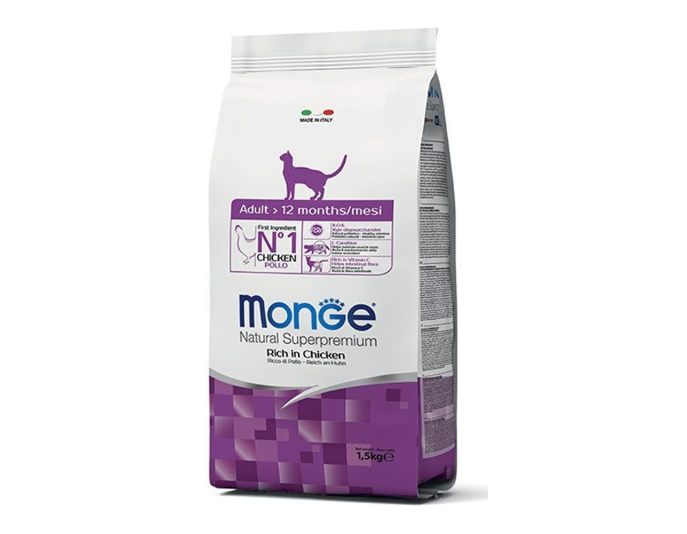 СУХОЙ  КОРМ ДЛЯ ВЗРОСЛЫХ КОШЕК, 1,5кг 4992 MONGE CAT ADULT/