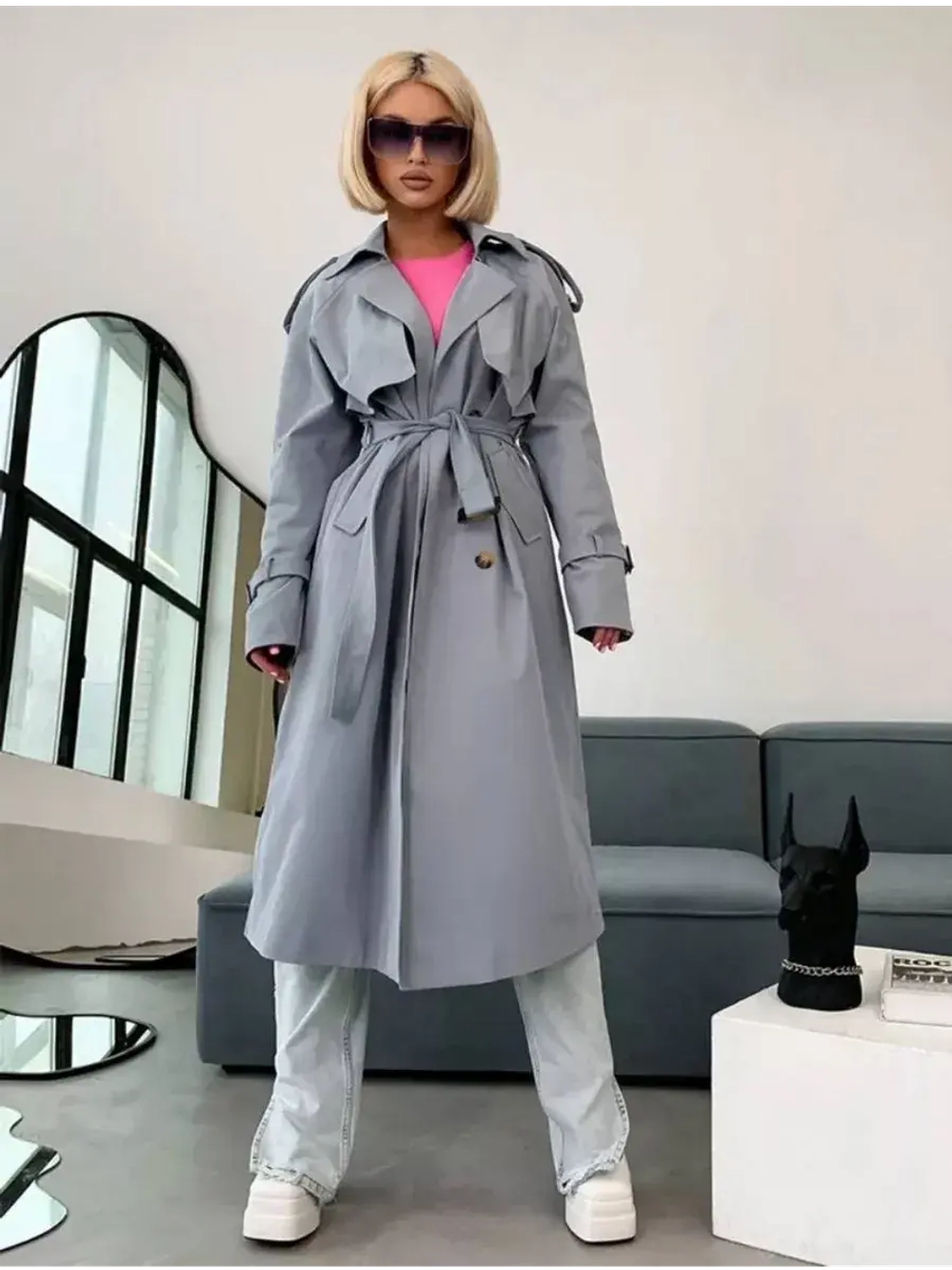 Тренч длинный оверсайз плащ