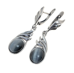 "Эри" серьги в серебряном покрытии из коллекции "Самоцветы" от Jenavi с английским замком