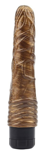 Золотистый вибратор-реалистик Suq Madiq - 22,3 см. (Цвет: золотистый)