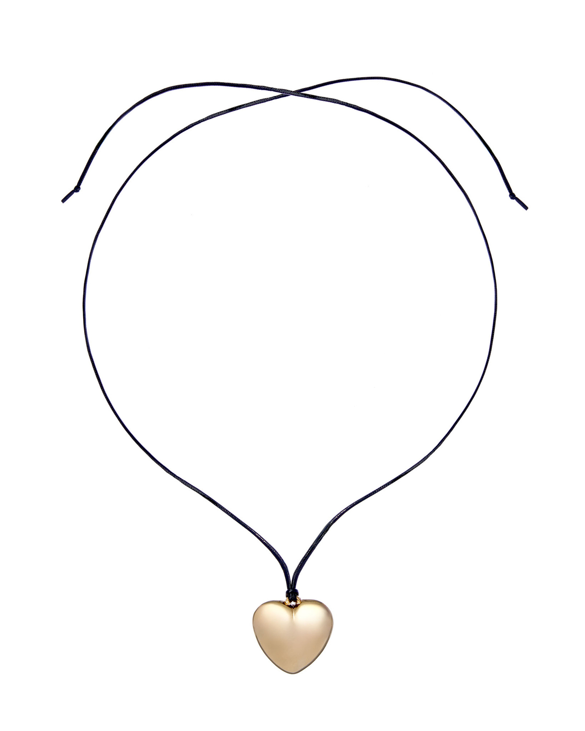 Подвеска металлическое сердце, гладкая веревка, золото