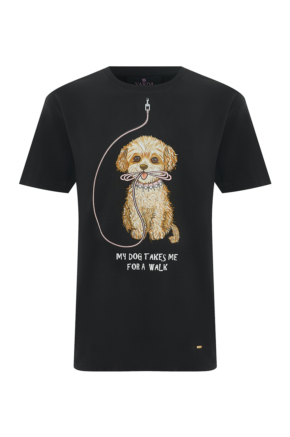 Black T-shirt with a dog