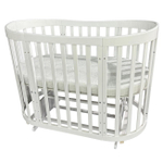 Детская кроватка Severyanka NEW белый (6в1, овальная, круглая, поперечный маятник, колесо)