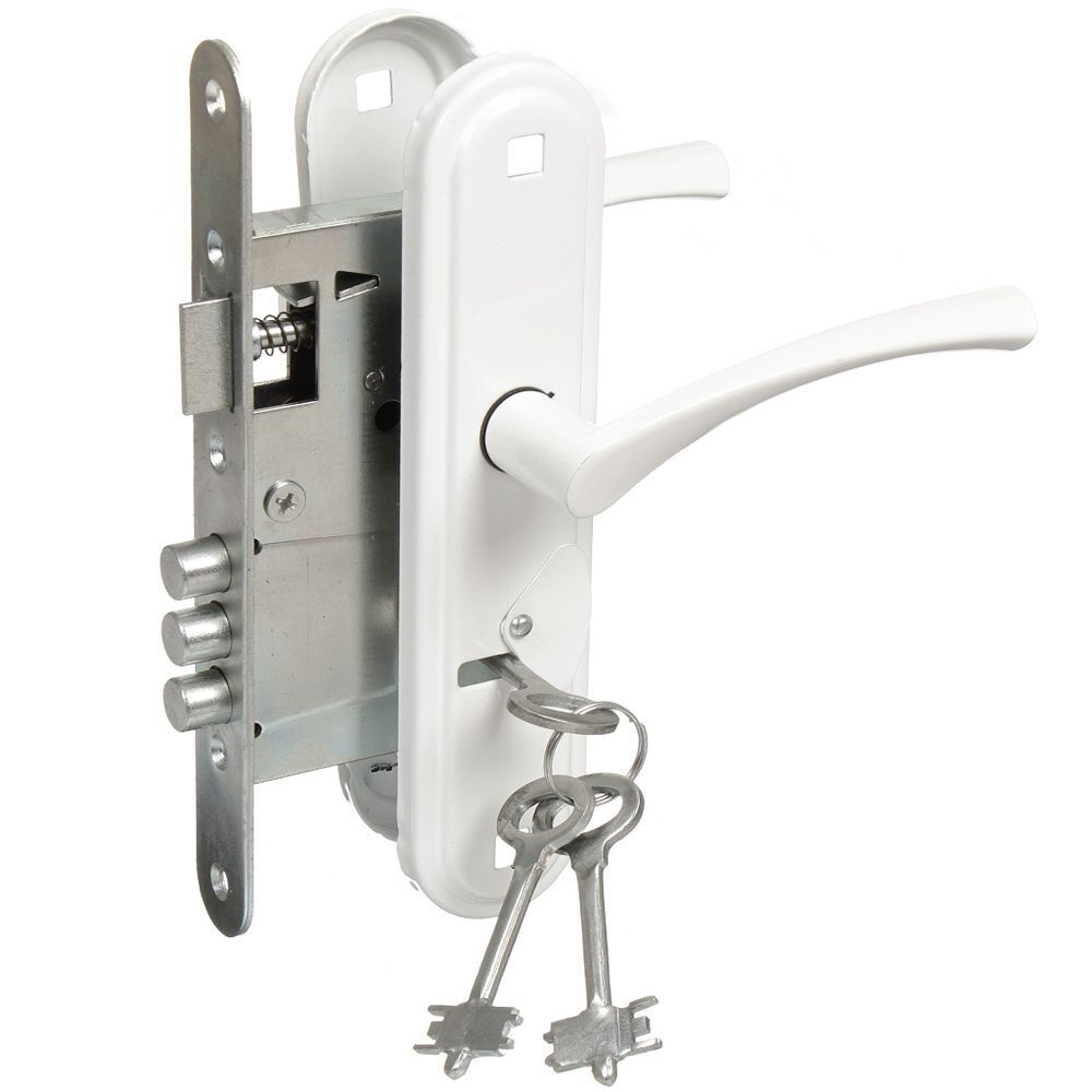 Замок врезной Зенит, ЗВ9-4.2, 00-00000579, ручка в комплект, сувальдный, бел