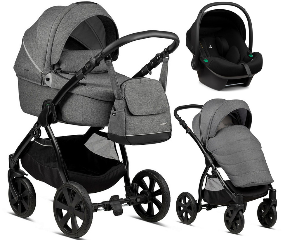 Детская коляска Noordi Fjordi 3 в 1 с автокреслом Terra Black 1132813 Dark Grey